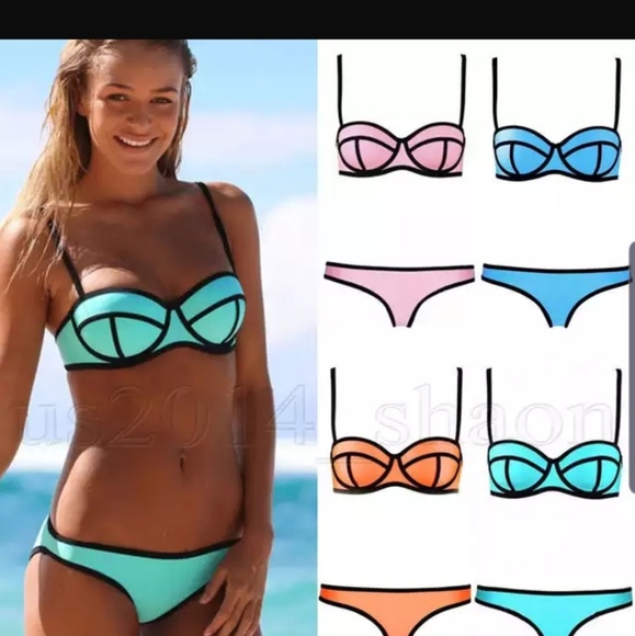 Mint Blue Color Block Bikini Swimsuit - Picture 6 of 6